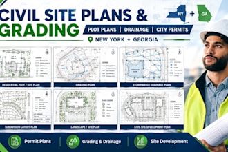 civil site plan plot plan grading drainage plans city permit new york georgia