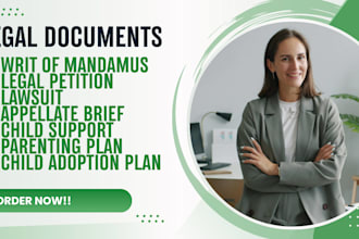 draft US legal documents, motions, complaints, petitions, and briefs