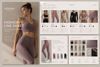 design a professional fashion catalog or line sheet