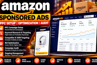 setup, optimize and audit amazon sponsored ads, amazon fba ppc ads campaign