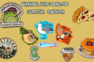 design custom enamel pin artwork, badge vector medals, label pin,stickers design