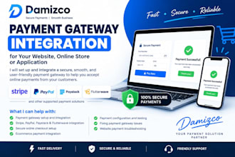 set up payment gateway service, stripe, paypal and others