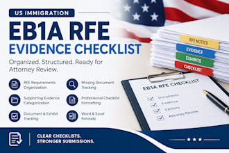 prepare an eb1a rfe evidence checklist for attorney review