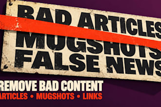 help remove bad articles, mugshots, false news, court cases and google bad links