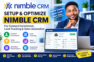 setup nimble crm for contact enrichment , lead tracking and sales automation