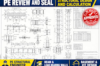 usa engiineer pe seal load bearing lvl beam basement structural calculation icf