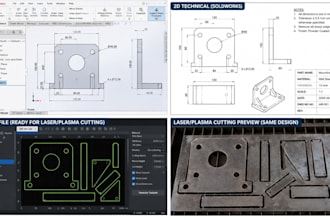 create cnc cad technical drawings dxf for laser, plasma and cnc cutting machines
