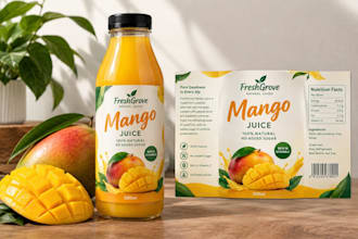 design juice label, bottle label and beverage packaging design