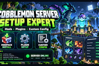 set up a cobblemon modpack minecraft server with mods plugins and custom config