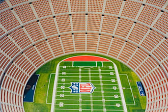 buildup 3d stadium bowl, football field seating, sport arena, aerial view render