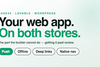 convert base44 or lovable website to a native ios and android app, published