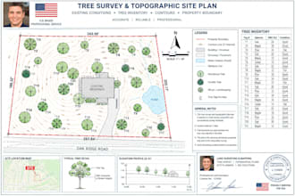 create a professional tree survey map and topographic site plan