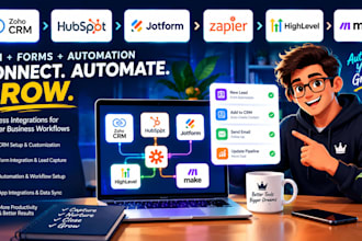 setup zoho CRM hupdpot jotform on zapier gohighlevel make