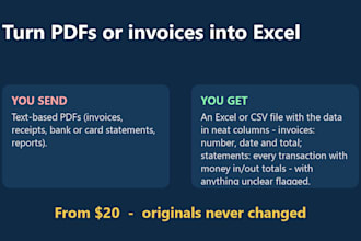 convert your PDF invoices and statements to excel