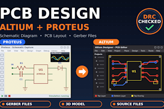 do pcb design, schematic diagram and layout in altium and proteus