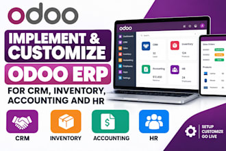 implement and customize odoo erp for CRM inventory accounting and HR