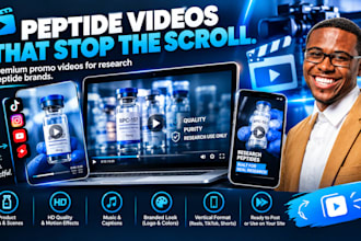 create a peptide promo video for your research peptide brand launch