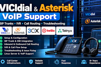 set up and troubleshoot vicidial asterisk sip trunks and IVR