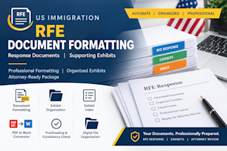 format your US immigration rfe response and supporting exhibits