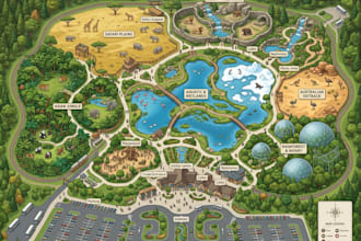 design zoo maps, amusement park maps, forest maps and attraction maps