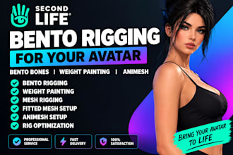 3d second life rigging bento rigging second life bento animesh avatar rigging 3d
