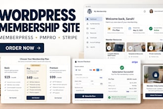 build wordpress membership website with memberpress, paid membership pro, stripe