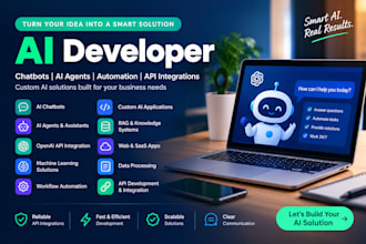 develop ai solutions, ai agents, chatbots, automation and API integrations