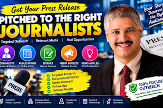 pitch press release to journalists, radio stations, podcasts, TV, news and media