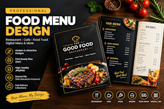 design a modern restaurant food menu, cafe menu, or digital menu