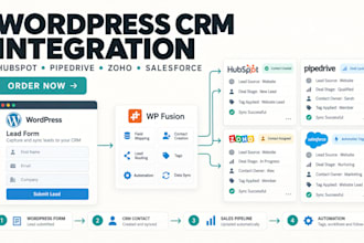 integrate wordpress with hubspot, pipedrive, zoho, salesforce and wp fusion crm