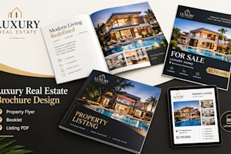 design luxury real estate brochure, property flyer booklet and listing pdf