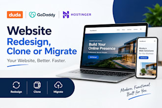 redesign duda website, clone or migrate duda website, godaddy hostinger website