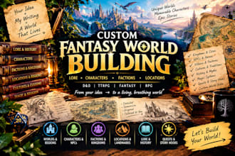 create immersive fantasy worldbuilding, lore, characters, and quests