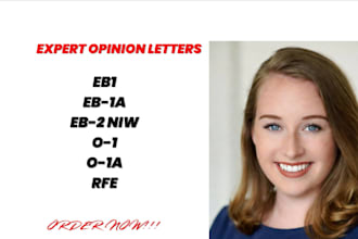 deliver expert letters for eb1a, eb2 niw, eb1, o1 visa petition