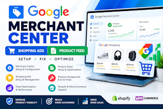 setup merchant center, product feed and shopping ads for ecommerce store