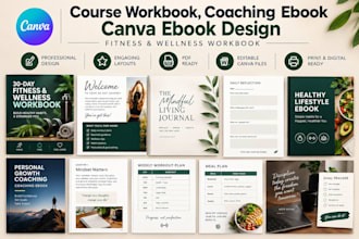 do course workbook, coaching ebook canva ebook design fitness wellness workbook