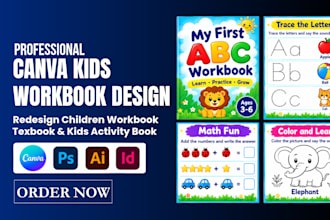 canva kids workbook,redesign children workbook,textbook and kids activity book