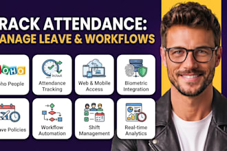 do zoho people attendance tracking web mobile biometric leave policies workflow