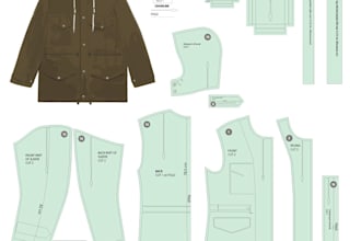 draft sewing pattern, grade sizes, and create clean jacket fashion flat sketches