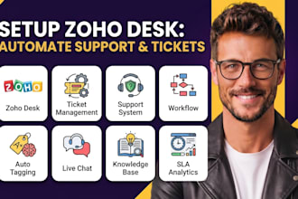 setup zoho desk ticket management system support workflow auto tagging live chat