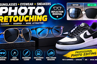 do sunglass retouching reflection removal and eyewear photo editing sneaker shoe