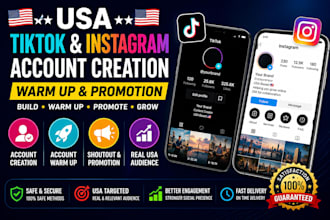 create USA tiktok and instagram warm up account, USA instagram account US tiktok