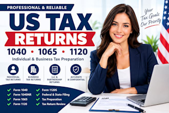 prepare US tax return tax filing 1040 1065 1120 business tax