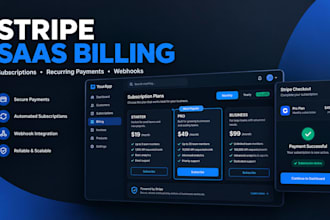 integrate stripe subscriptions, billing, payments and webhooks for your saas