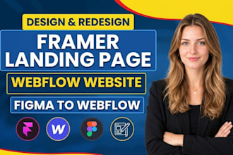 design framer landing page, framer website or webflow redesign figma to webflow
