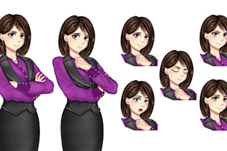 design visual novel anime character sprites anime background art and expressions