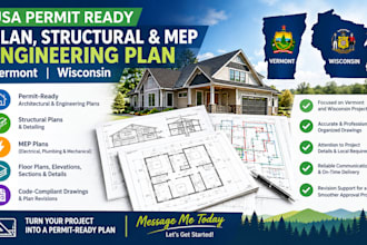 usa permit ready plan, structural and mep engineering plan in vermont wisconsin