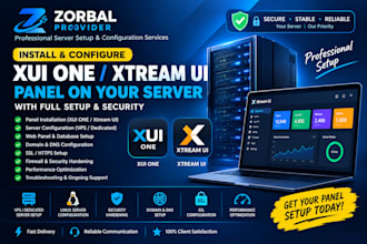 install, configure xui one, xtream ui panel for your server setup with security