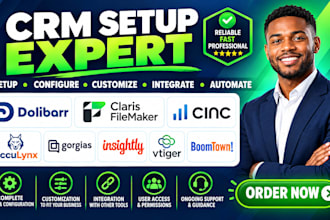 setup dolibarr claris filemaker cinc acculynx gorgias insightly vtiger boomtown