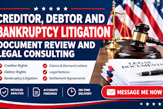 provide creditor debtor bankruptcy litigation document review legal consulting